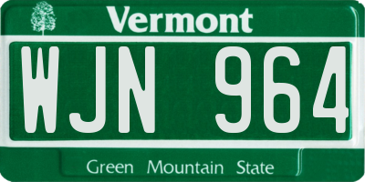 VT license plate WJN964