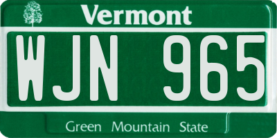 VT license plate WJN965
