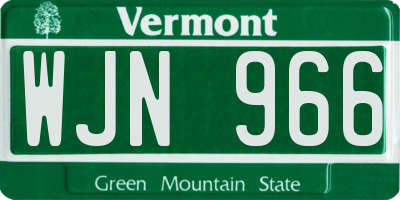 VT license plate WJN966