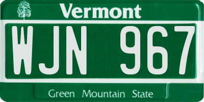 VT license plate WJN967