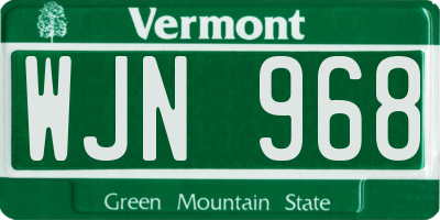 VT license plate WJN968