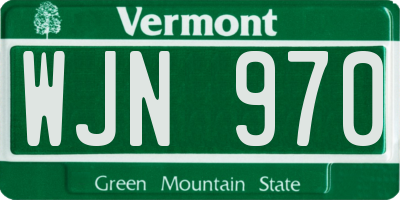 VT license plate WJN970
