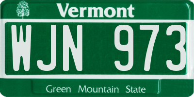 VT license plate WJN973