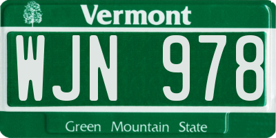 VT license plate WJN978