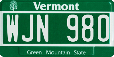 VT license plate WJN980