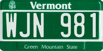 VT license plate WJN981