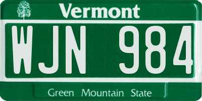 VT license plate WJN984