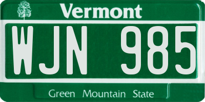 VT license plate WJN985