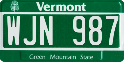 VT license plate WJN987