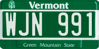 VT license plate WJN991