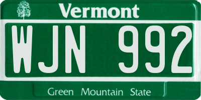 VT license plate WJN992