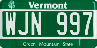 VT license plate WJN997