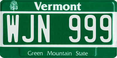 VT license plate WJN999