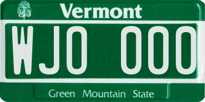VT license plate WJO000