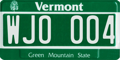 VT license plate WJO004