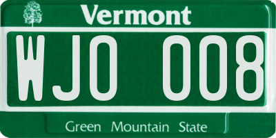 VT license plate WJO008
