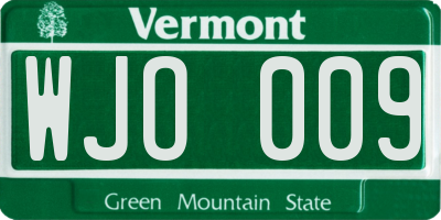VT license plate WJO009