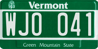 VT license plate WJO041