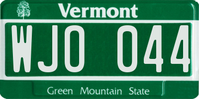 VT license plate WJO044