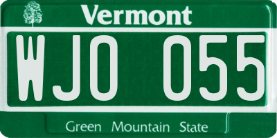 VT license plate WJO055