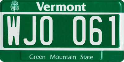 VT license plate WJO061