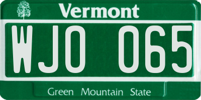 VT license plate WJO065