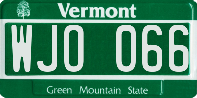 VT license plate WJO066