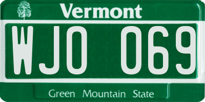 VT license plate WJO069