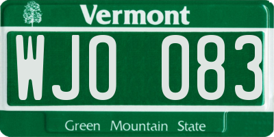 VT license plate WJO083