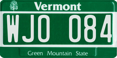 VT license plate WJO084