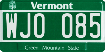 VT license plate WJO085
