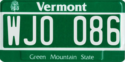 VT license plate WJO086