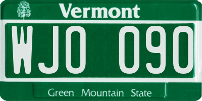 VT license plate WJO090