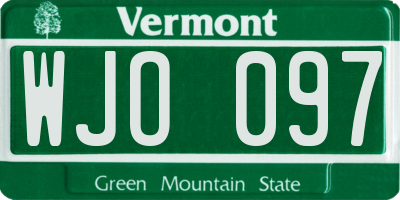 VT license plate WJO097