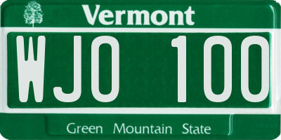 VT license plate WJO100