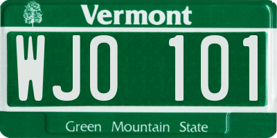 VT license plate WJO101