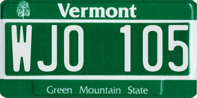 VT license plate WJO105
