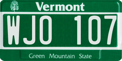 VT license plate WJO107