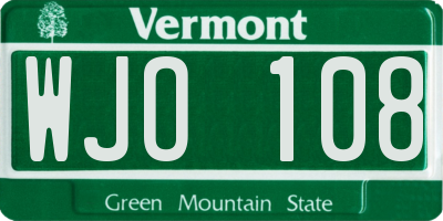 VT license plate WJO108