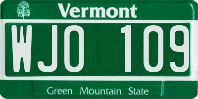 VT license plate WJO109