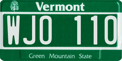 VT license plate WJO110