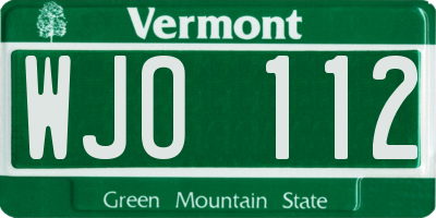 VT license plate WJO112