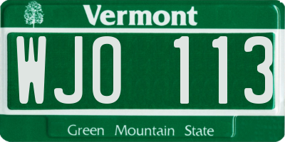 VT license plate WJO113