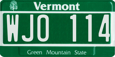 VT license plate WJO114