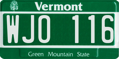 VT license plate WJO116
