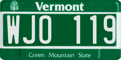 VT license plate WJO119