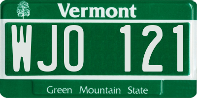 VT license plate WJO121