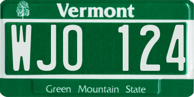 VT license plate WJO124