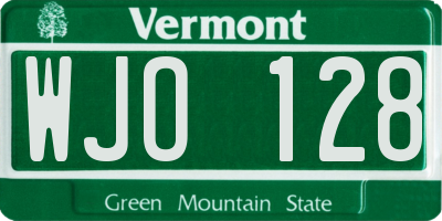 VT license plate WJO128