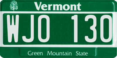 VT license plate WJO130